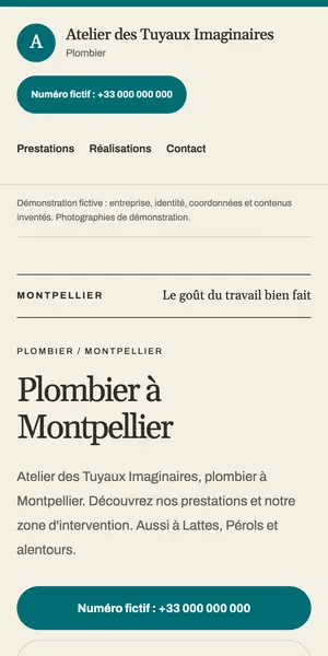 Le même contenu sur mobile avec le modèle Atelier